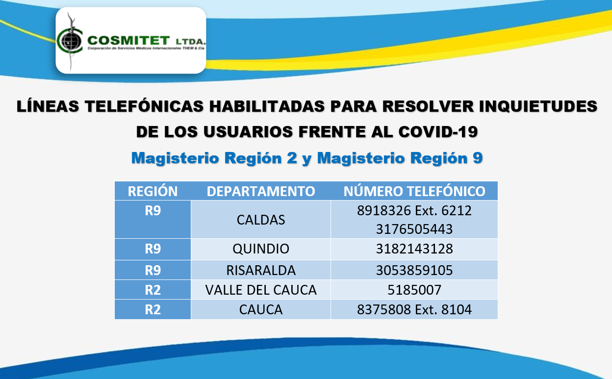 Cosmitet Ltda | Líneas Habilitadas Covid-19